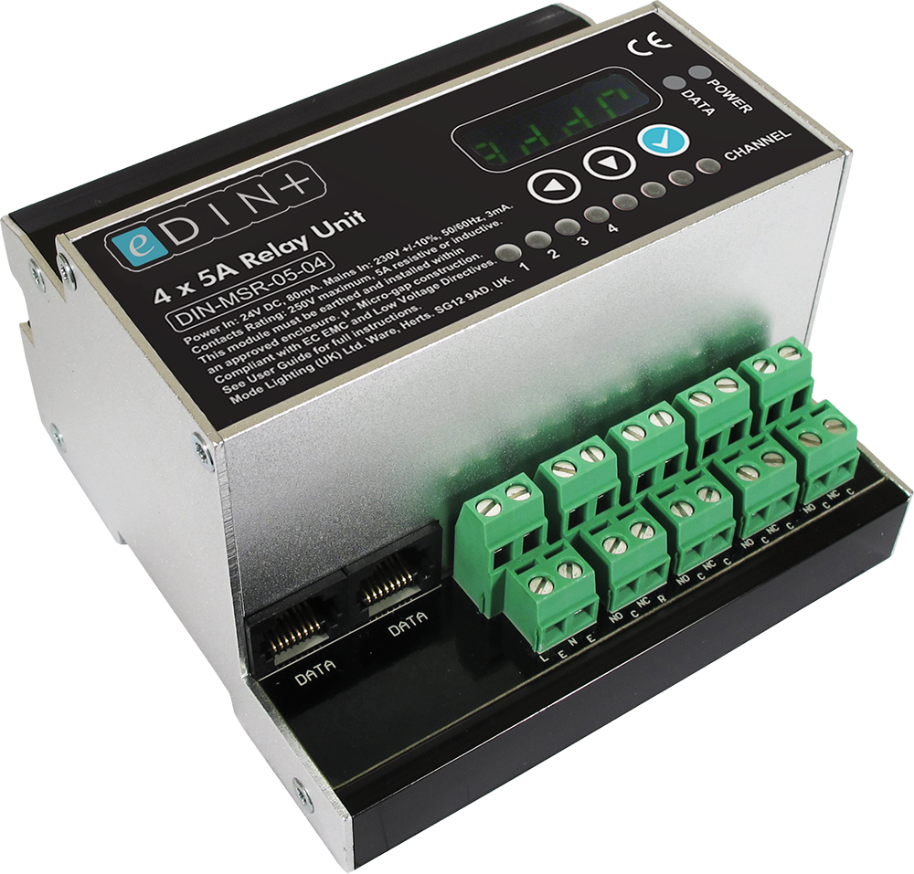eDIN+ Four Channel Relay Contact Module