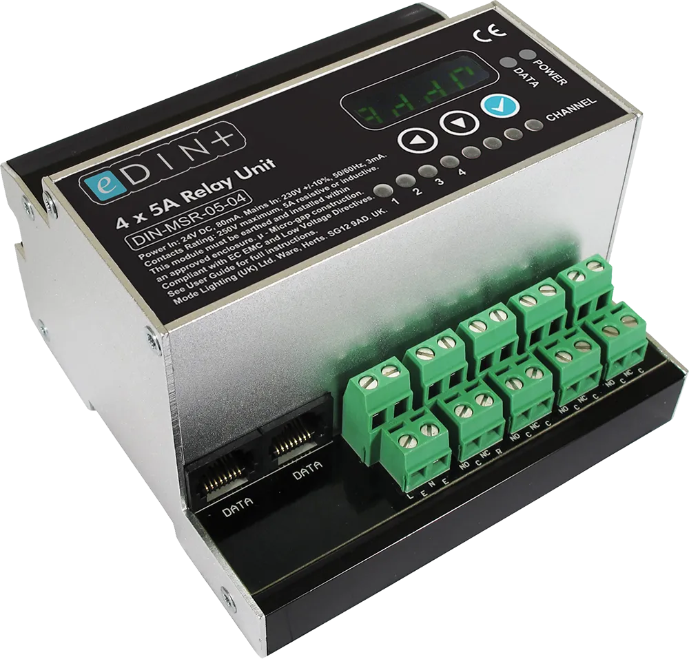 eDIN+ Four Channel Relay Contact Module